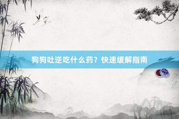 狗狗吐逆吃什么药？快速缓解指南
